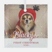 Eerste kerstfoto White Stars Glas Ornament (Voorkant)
