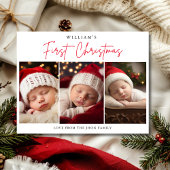Eerste Kerstfotocollage van pasgeboren baby's Feestdagenkaart