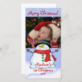 Eerste kerstfotokaart Snowman Feestdagenkaart (Voorkant / Achterkant)