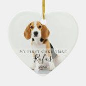 Eerste kerstfoto's Modern Script Heart Keramisch Ornament (Voorkant)