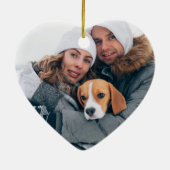 Eerste kerstfoto's Modern Script Heart Keramisch Ornament (Achterkant)