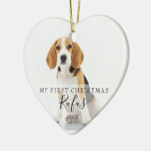 Eerste kerstfoto's Modern Script Heart Keramisch Ornament (Links)