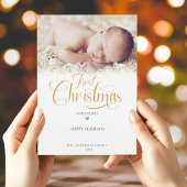 Eerste kerstfotoscript Heart Feestdagenkaart