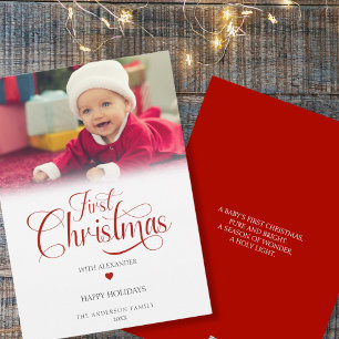 Eerste kerstfotoscript Heart Feestdagenkaart