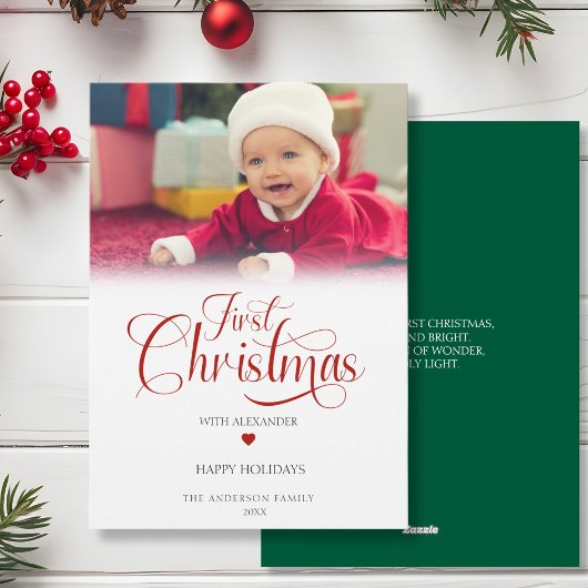 Eerste Kerstfotoscript Heart Holiday Kaart