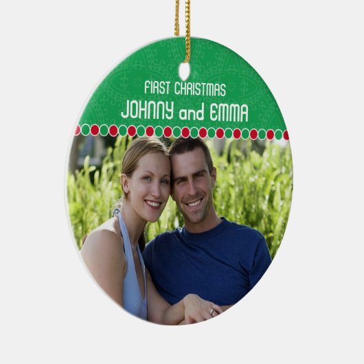 Eerste kerstfotoversiering keramisch ornament (Rechts)