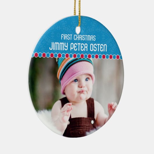 Eerste kerstfotoversiering keramisch ornament (Rechts)