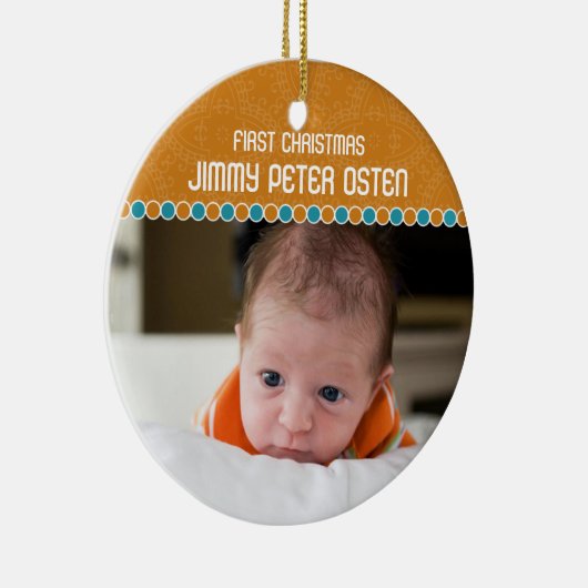 Eerste kerstfotoversiering keramisch ornament (Rechts)