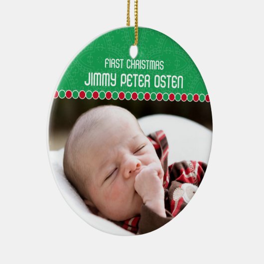 Eerste kerstfotoversiering keramisch ornament (Rechts)