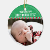 Eerste kerstfotoversiering keramisch ornament (Links)