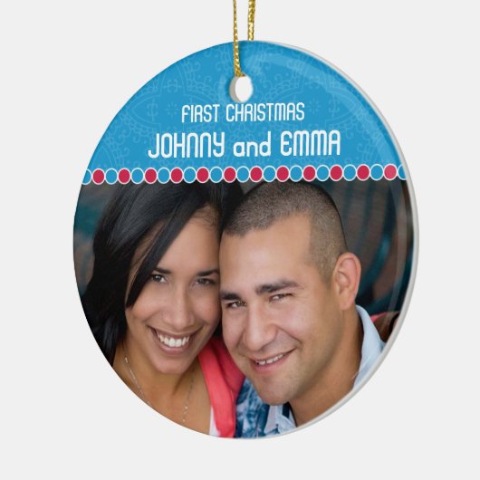 Eerste kerstfotoversiering keramisch ornament (Links)