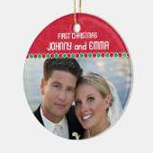 Eerste kerstfotoversiering keramisch ornament (Links)