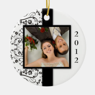 Eerste kerstfotoversiering keramisch ornament