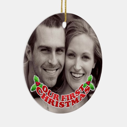 Eerste kerstfotoversiering keramisch ornament (Rechts)