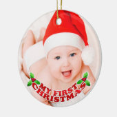 Eerste kerstfotoversiering keramisch ornament (Links)