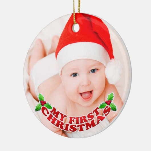 Eerste kerstfotoversiering keramisch ornament (Links)