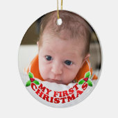 Eerste kerstfotoversiering keramisch ornament (Links)