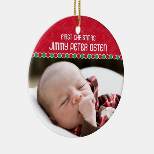 Eerste kerstfotoversiering keramisch ornament (Rechts)