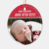 Eerste kerstfotoversiering keramisch ornament (Links)