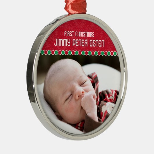 Eerste kerstfotoversiering metalen ornament (Rechts)