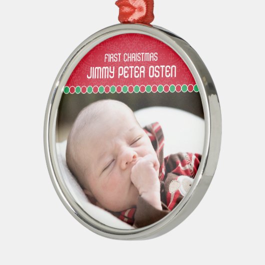 Eerste kerstfotoversiering metalen ornament (Links)