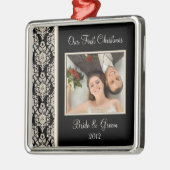 Eerste kerstfotoversiering metalen ornament (Links)