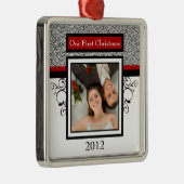 Eerste kerstfotoversiering metalen ornament (Rechts)