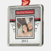 Eerste kerstfotoversiering metalen ornament (Links)