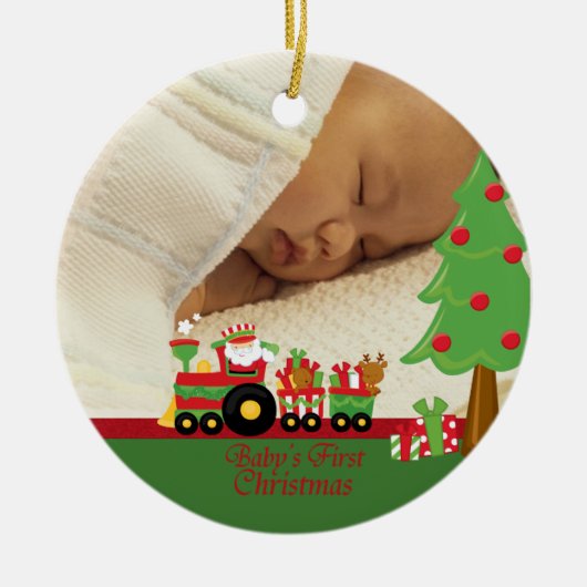 Eerste kerstfotoversiering voor kerstman baby keramisch ornament (Voorkant)