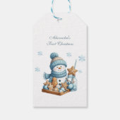 Eerste kerstgeboorteaankondiging cadeaulabel (Achterkant)