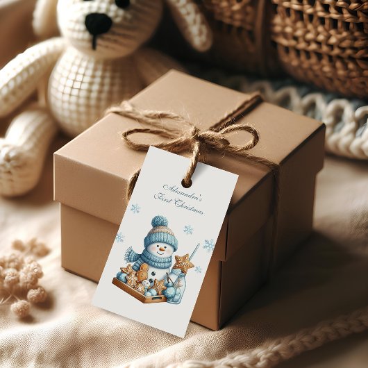 Eerste kerstgeboorteaankondiging cadeaulabel