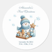Eerste kerstgeboorteaankondiging ronde sticker (Voorkant)