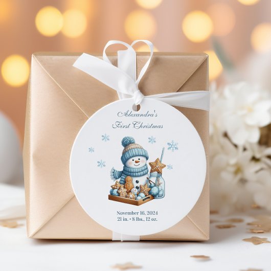 Eerste kerstgeboorteaankondiging ronde sticker