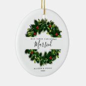 Eerste Kerstgevechtsscript aangepast Keramisch Ornament (Rechts)