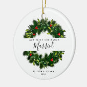 Eerste Kerstgevechtsscript aangepast Keramisch Ornament (Links)