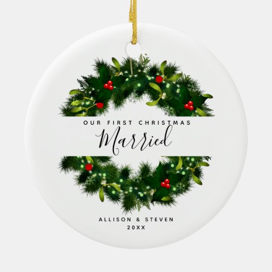 Eerste Kerstgevechtsscript aangepast Keramisch Ornament (Achterkant)