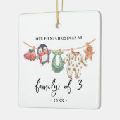 Eerste Kerstgezin van 3 met foto schattige boho Keramisch Ornament (Links)