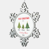 Eerste kerstgezin van drie Keepsake Tin Sneeuwvlok Ornament (Rechts)