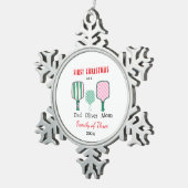 Eerste kerstgezin van drie Keepsake Tin Sneeuwvlok Ornament (Rechts)