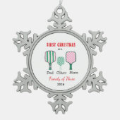 Eerste kerstgezin van drie Keepsake Tin Sneeuwvlok Ornament (Voorkant)