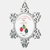 Eerste kerstgezin van drie Keepsake Tin Sneeuwvlok Ornament (Rechts)