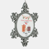 Eerste kerstgezin van drie Keepsake Tin Sneeuwvlok Ornament (Links)