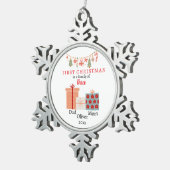 Eerste kerstgezin van drie Keepsake Tin Sneeuwvlok Ornament (Rechts)