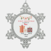 Eerste kerstgezin van drie Keepsake Tin Sneeuwvlok Ornament (Voorkant)