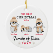 Eerste kerstgezin van drie keramisch ornament (Achterkant)