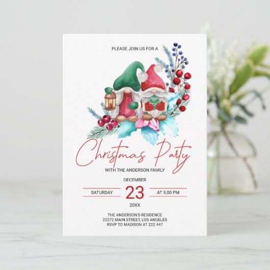 Eerste kerstgnomen en uitnodiging tot deelneming i (Staand voorkant)