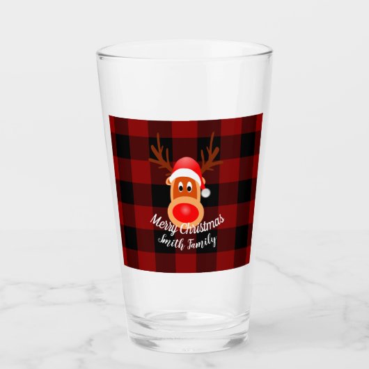 Eerste kerstgrappige rendierbuffel, aangepast glas (Voorkant)