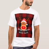 Eerste kerstgrappige rendierbuffel, aangepast t-shirt (Voorkant)