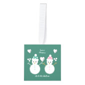 Eerste kerstgroen en rode Snowman Foto Decoratie (Voorkant)