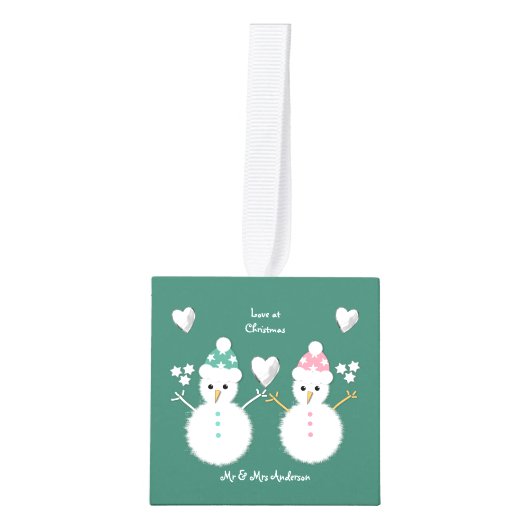 Eerste kerstgroen en rode Snowman Foto Decoratie (Voorkant)